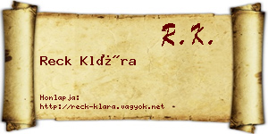 Reck Klára névjegykártya